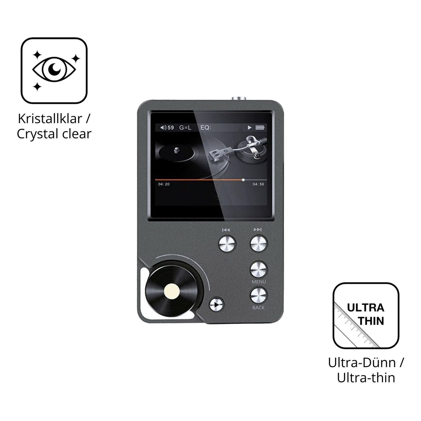 4x Schutzfolie klar für Ouitble Hi Res MP3-Player  (5)