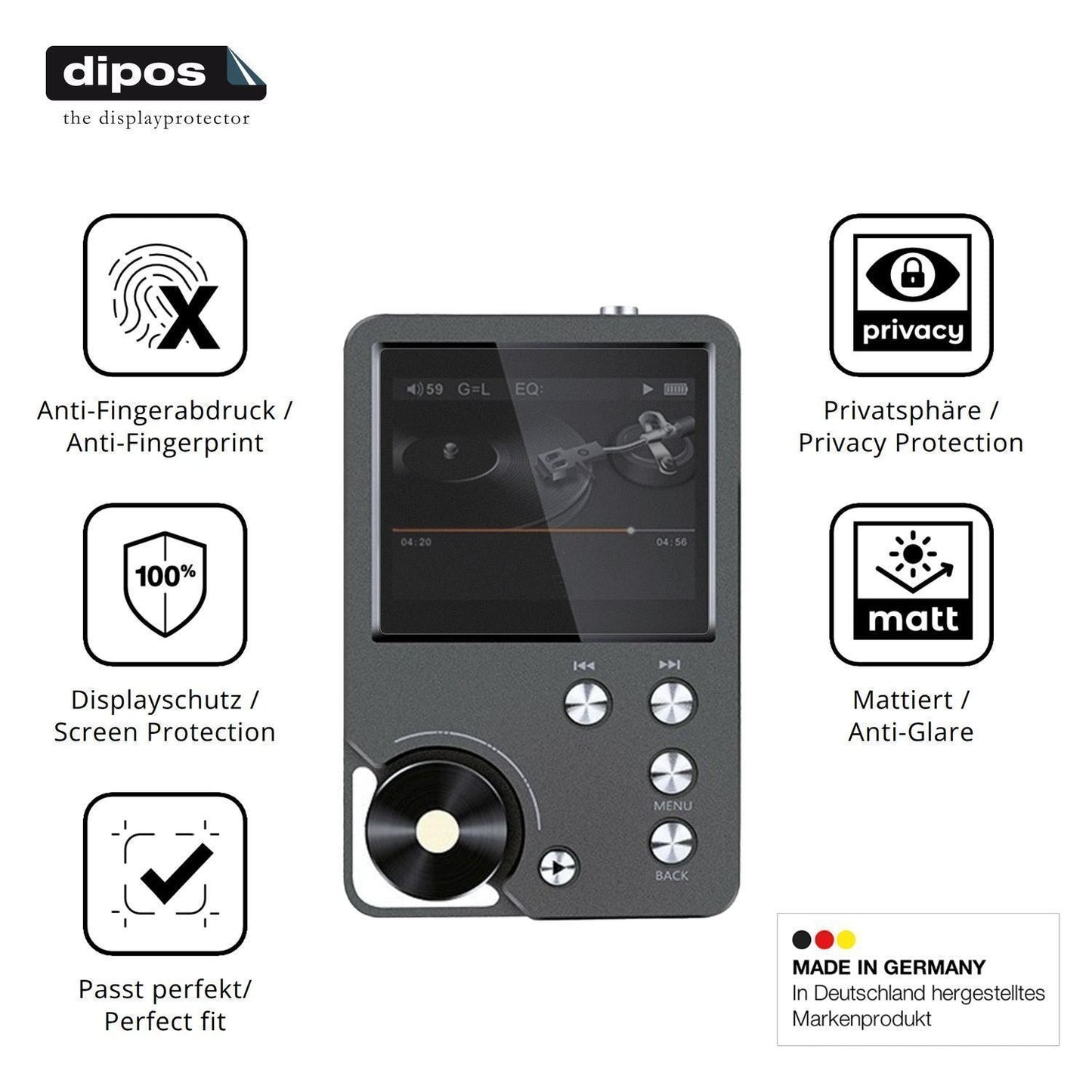 Blickschutzfolie für Ouitble Hi Res MP3-Player mat (5)