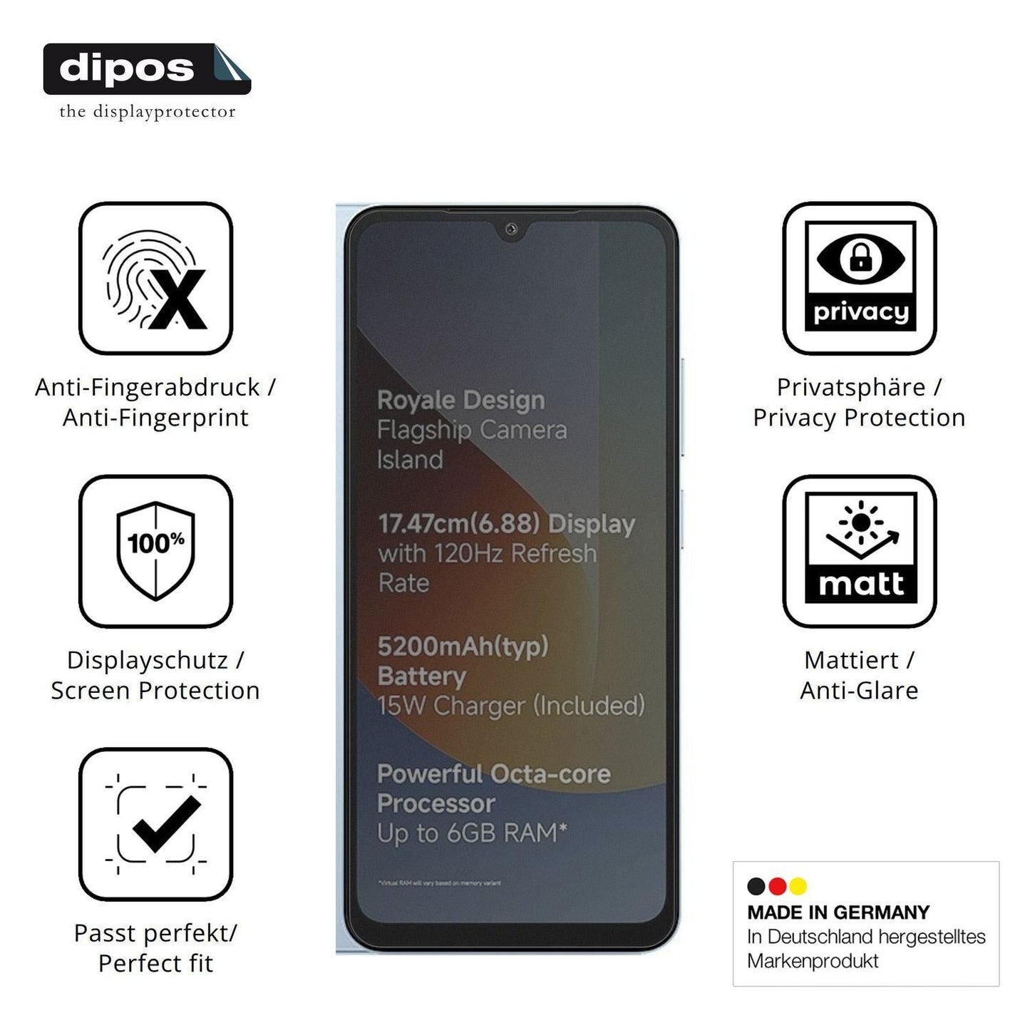 Blickschutzfolie für Xiaomi Poco C81x matt Schutzf (5)