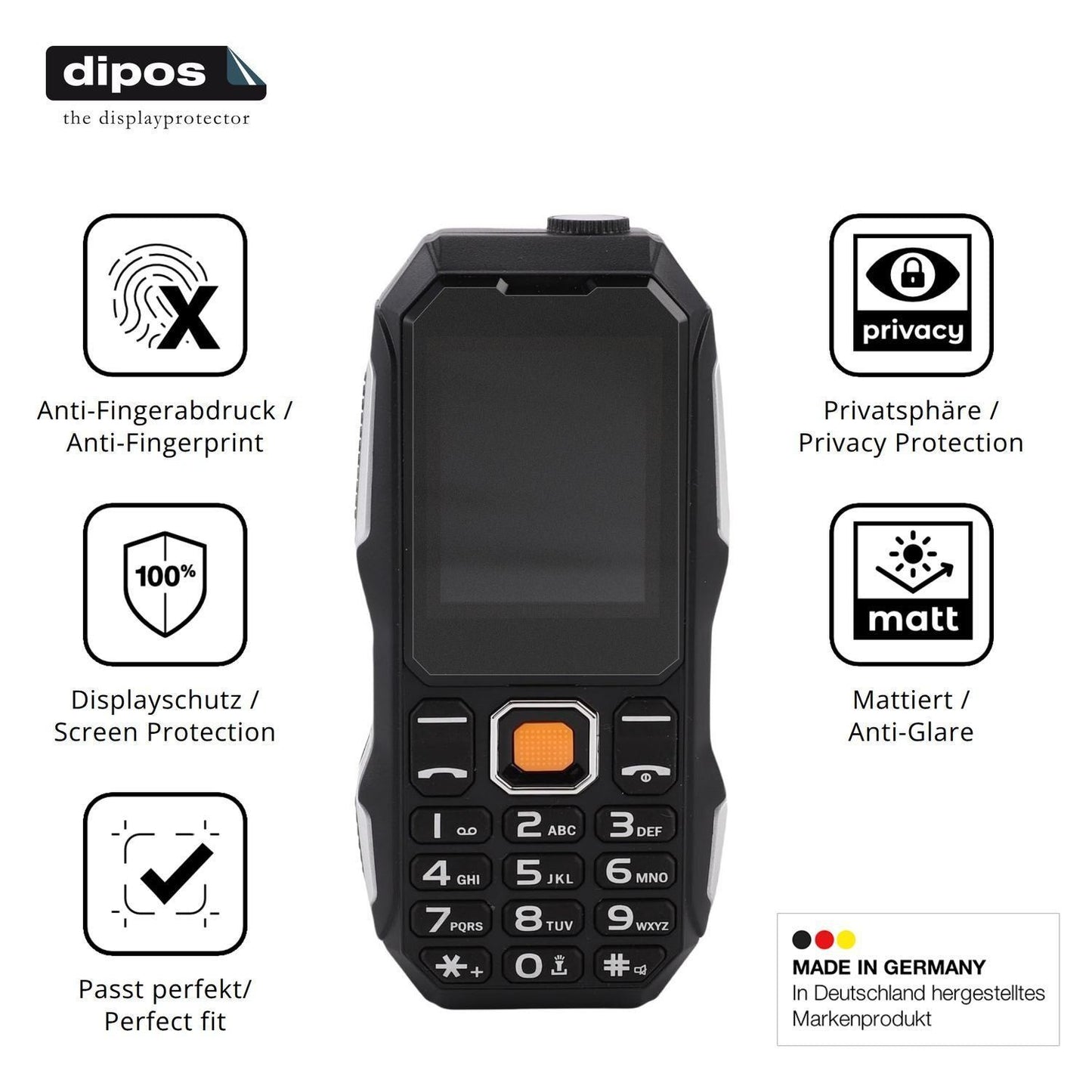 Blickschutzfolie für Elprico 2G-Handy matt Schutzf (5)