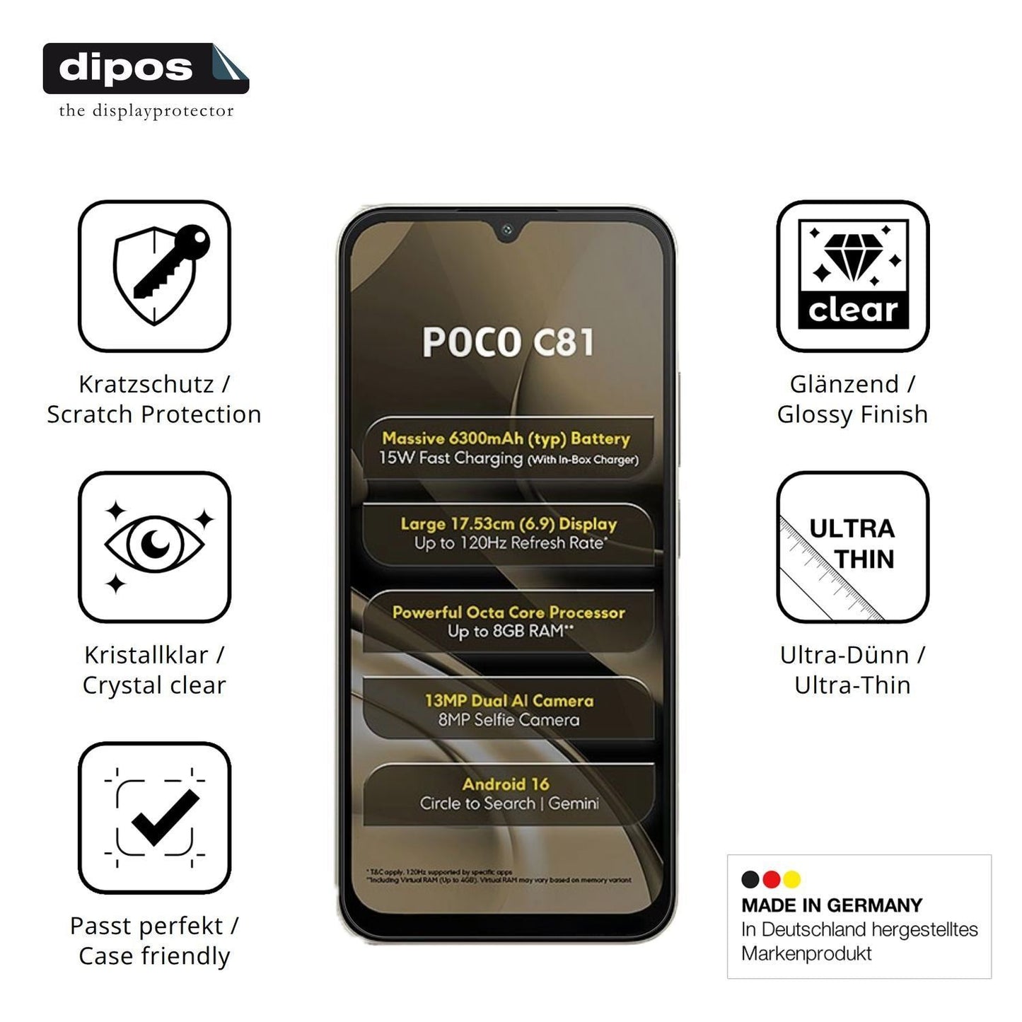 4x Schutzfolie klar für Xiaomi Poco C81 Display-Sc (7)
