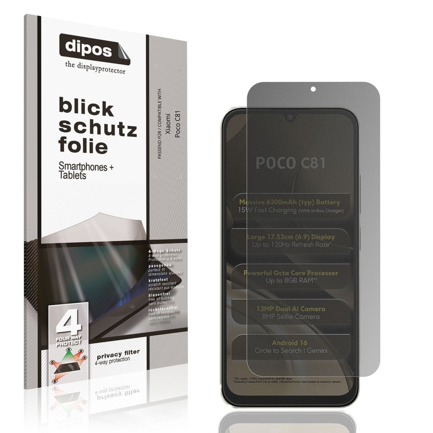 Blickschutzfolie für Xiaomi Poco C81 matt Schutzfo (1)