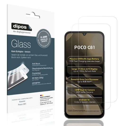 2x 9H Schutzfolie für Xiaomi Poco C81 Panzerfolie (1)