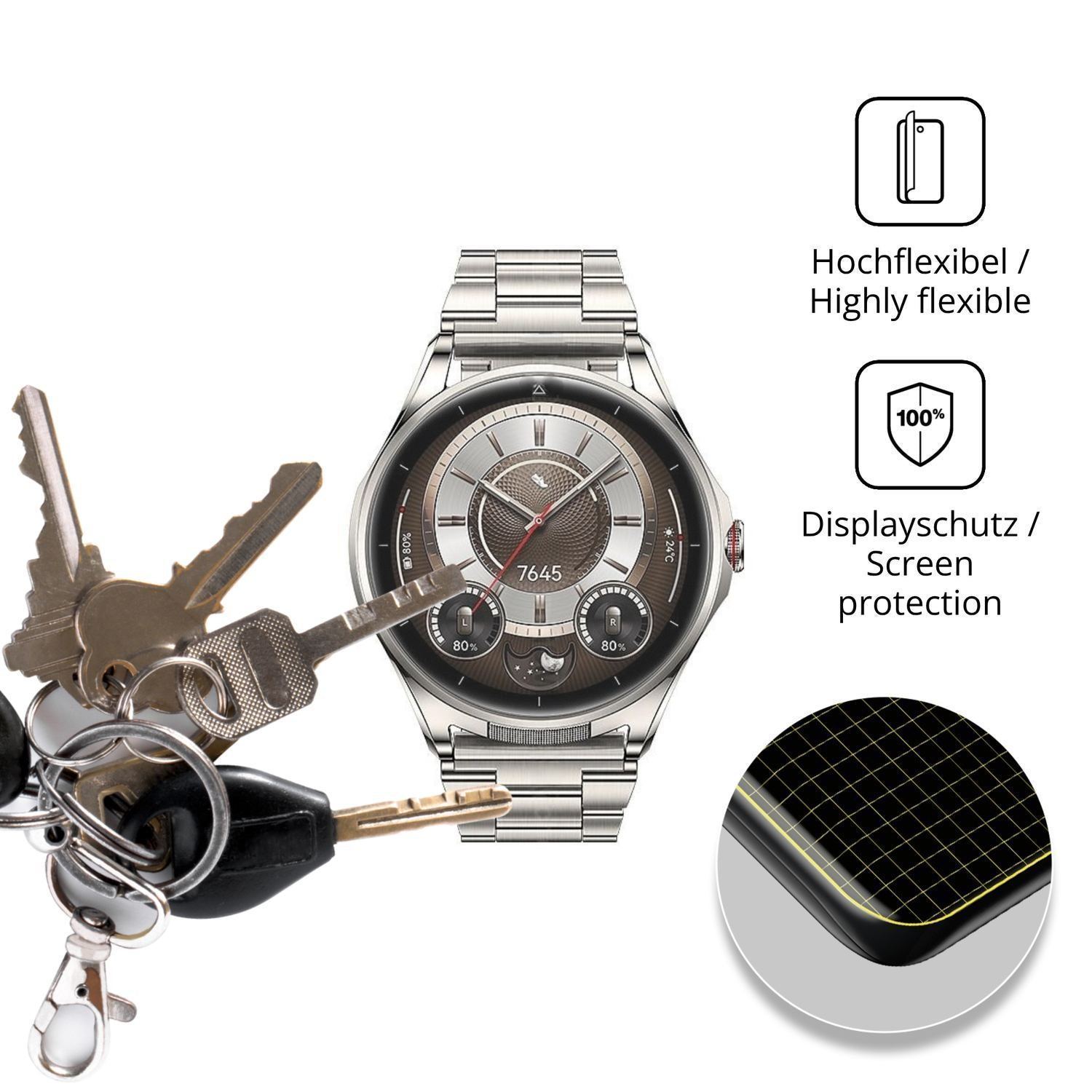 2x Full Cover Schutzfolie matt für Huawei Watch Bu (3)