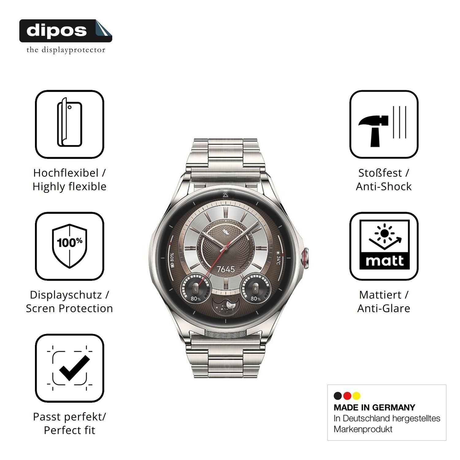 2x Full Cover Schutzfolie matt für Huawei Watch Bu (7)
