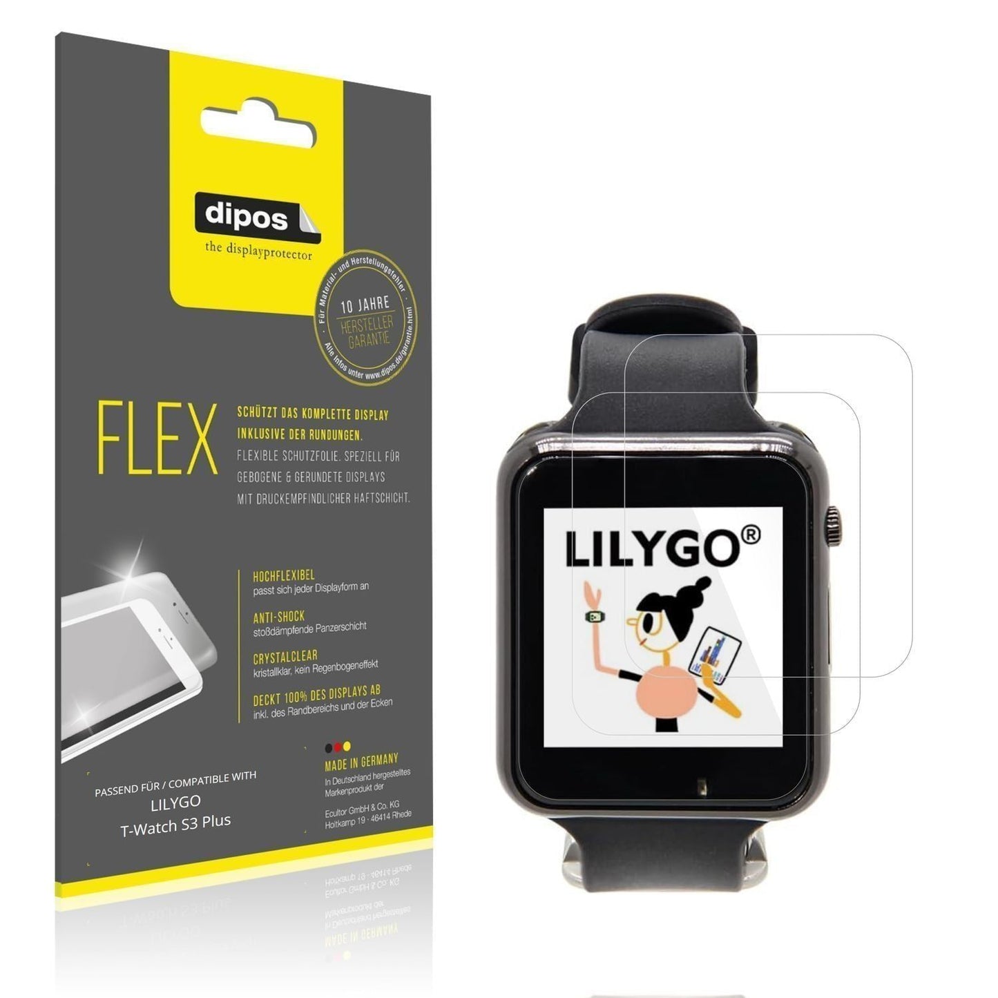 2x 3D Full Cover Schutzfolie für LILYGO T-Watch S3 (1)