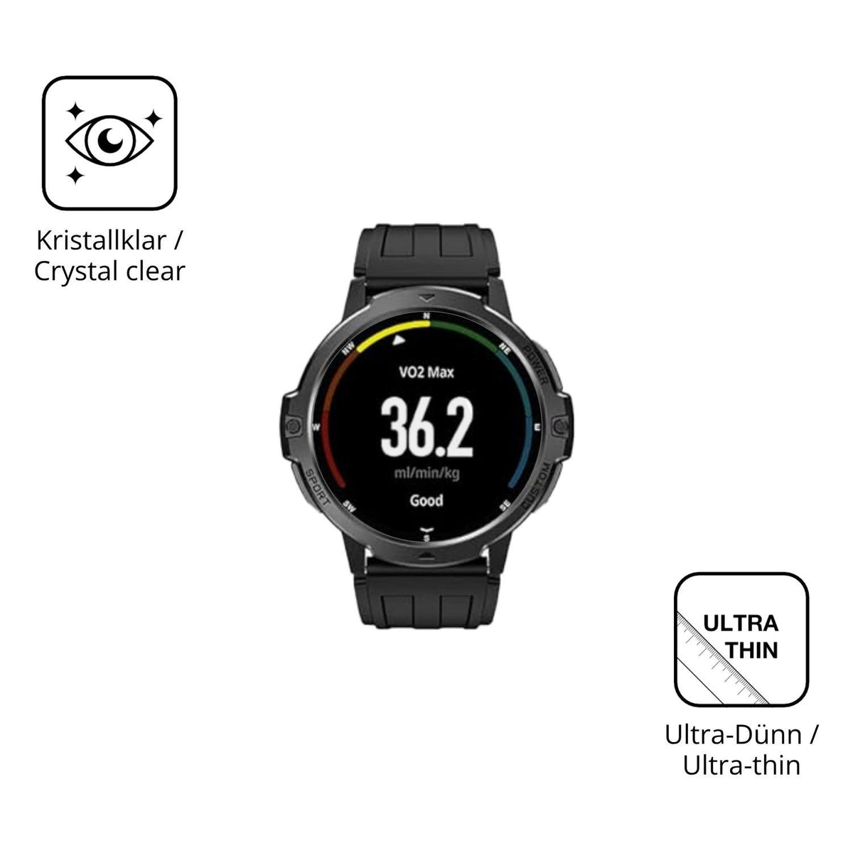 6x Schutzfolie klar für viqee 1.46 Zoll Smartwatch (5)