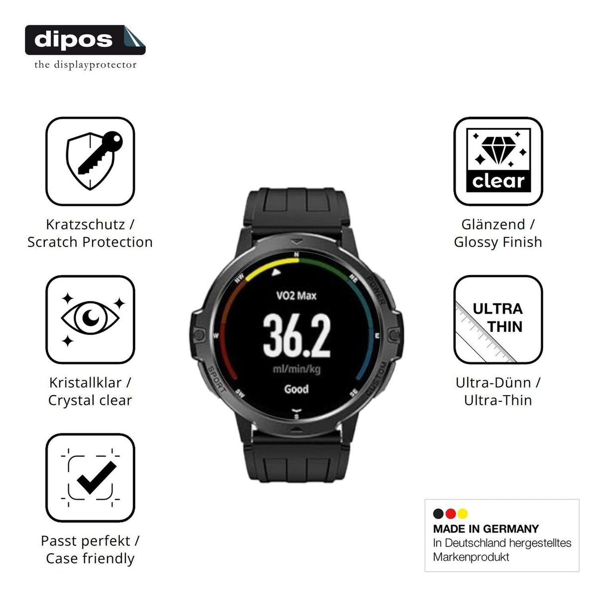 6x Schutzfolie klar für viqee 1.46 Zoll Smartwatch (7)