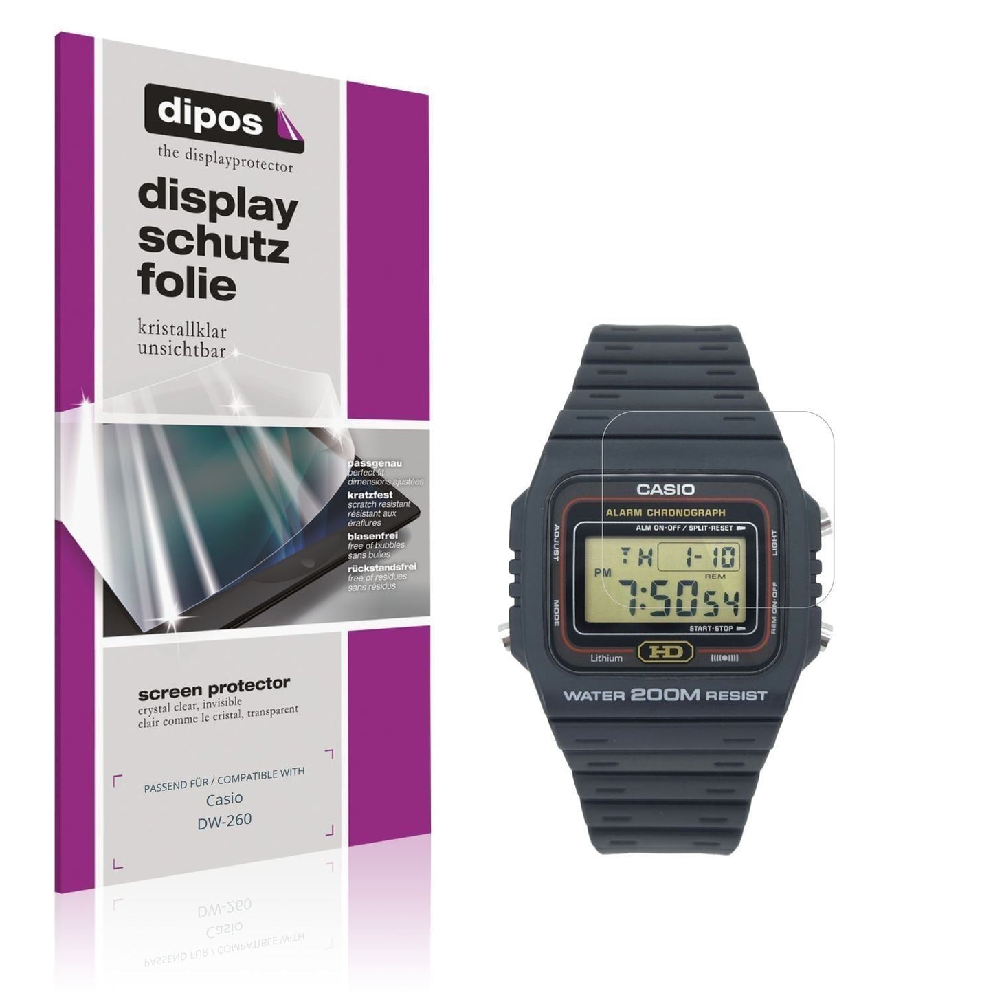 6x Schutzfolie klar für Casio DW-260 Display-Schut (1)