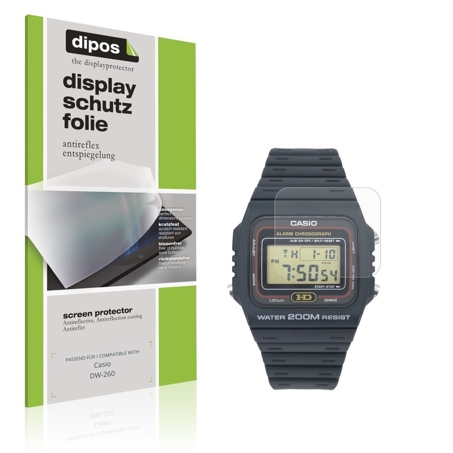 6x Schutzfolie matt für Casio DW-260 Display-Schut (1)