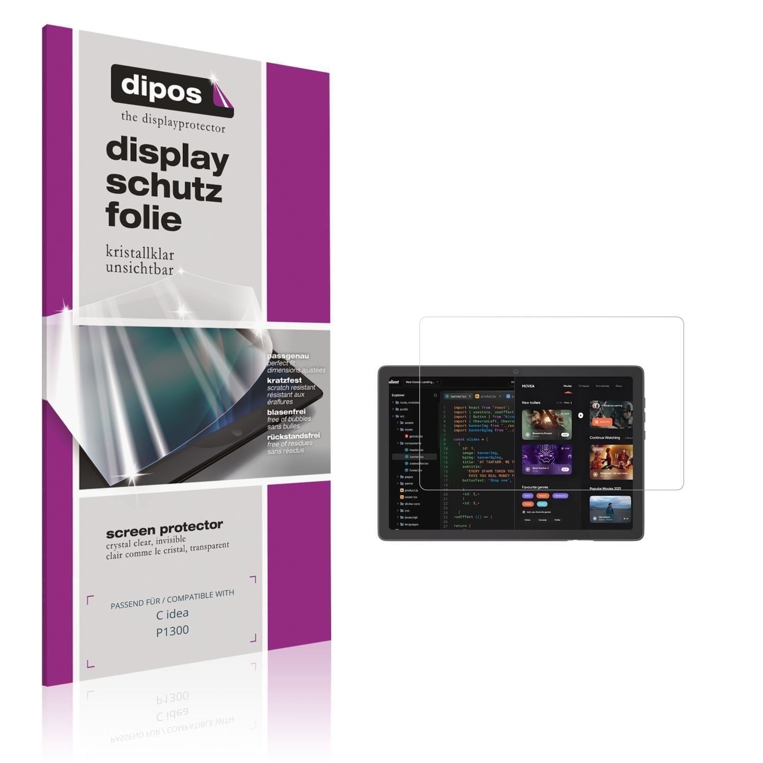 2x Schutzfolie klar für C idea P1300 Display-Schut (1)