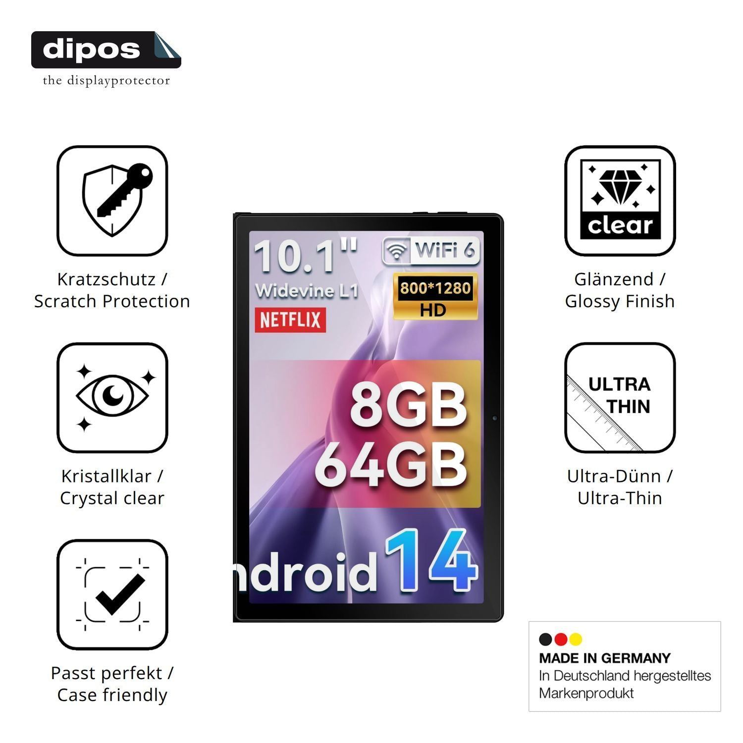 2x Schutzfolie klar für Laptok LA10BK Display-Schu (7)