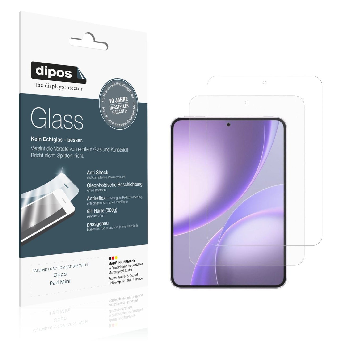 2x 9H Schutzfolie matt für Oppo Pad Mini Panzerfol (1)