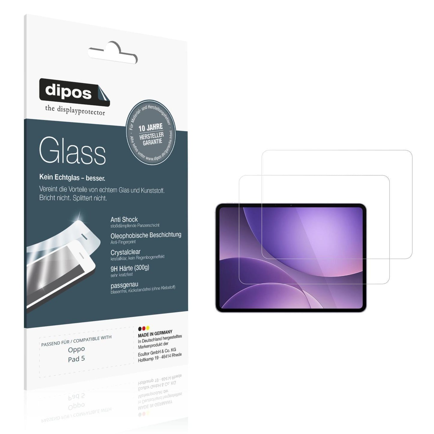 2x 9H Schutzfolie für Oppo Pad 5 Panzerfolie (1)