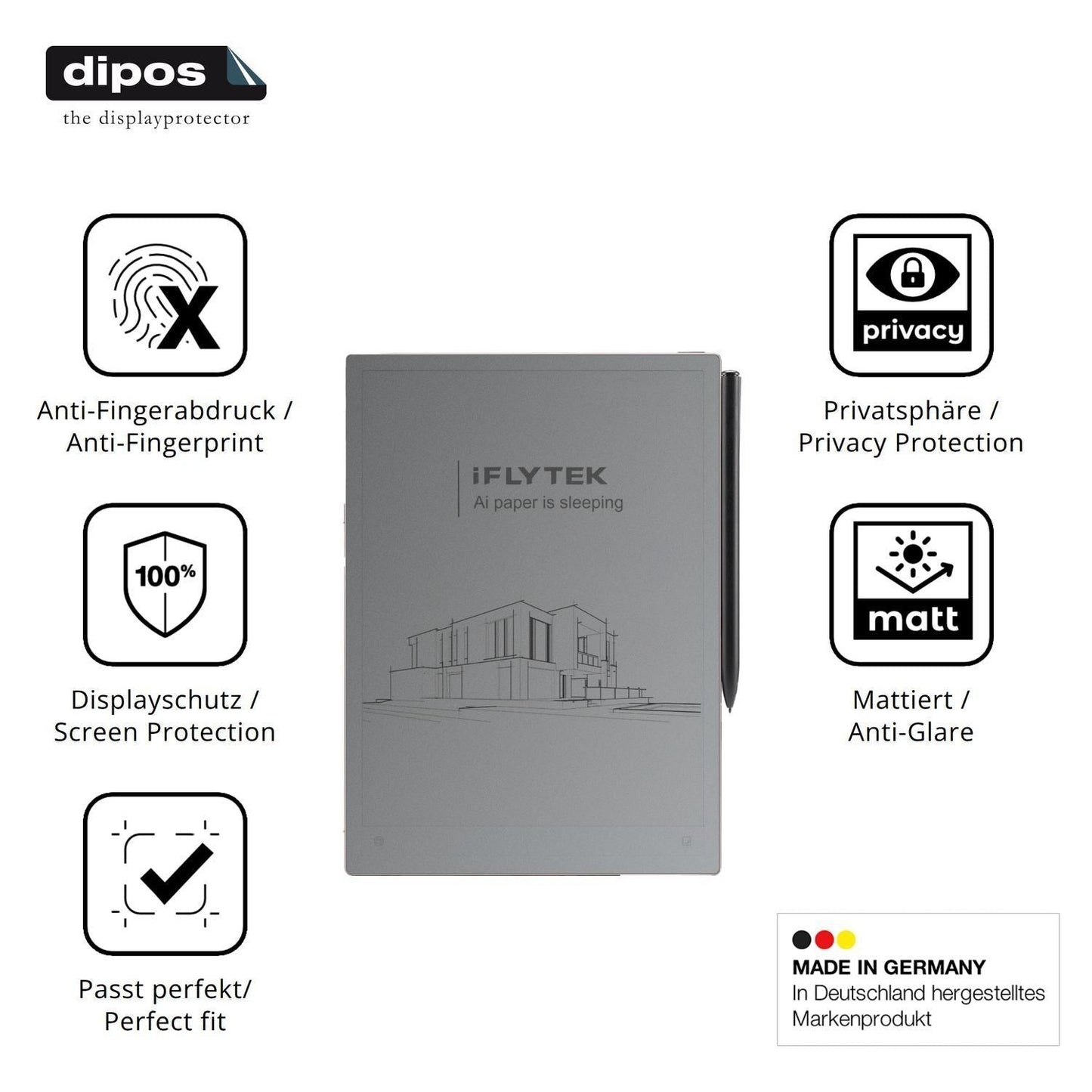 Blickschutzfolie für iFLYTEK AINOTE 2 10.7 matt Sc (5)