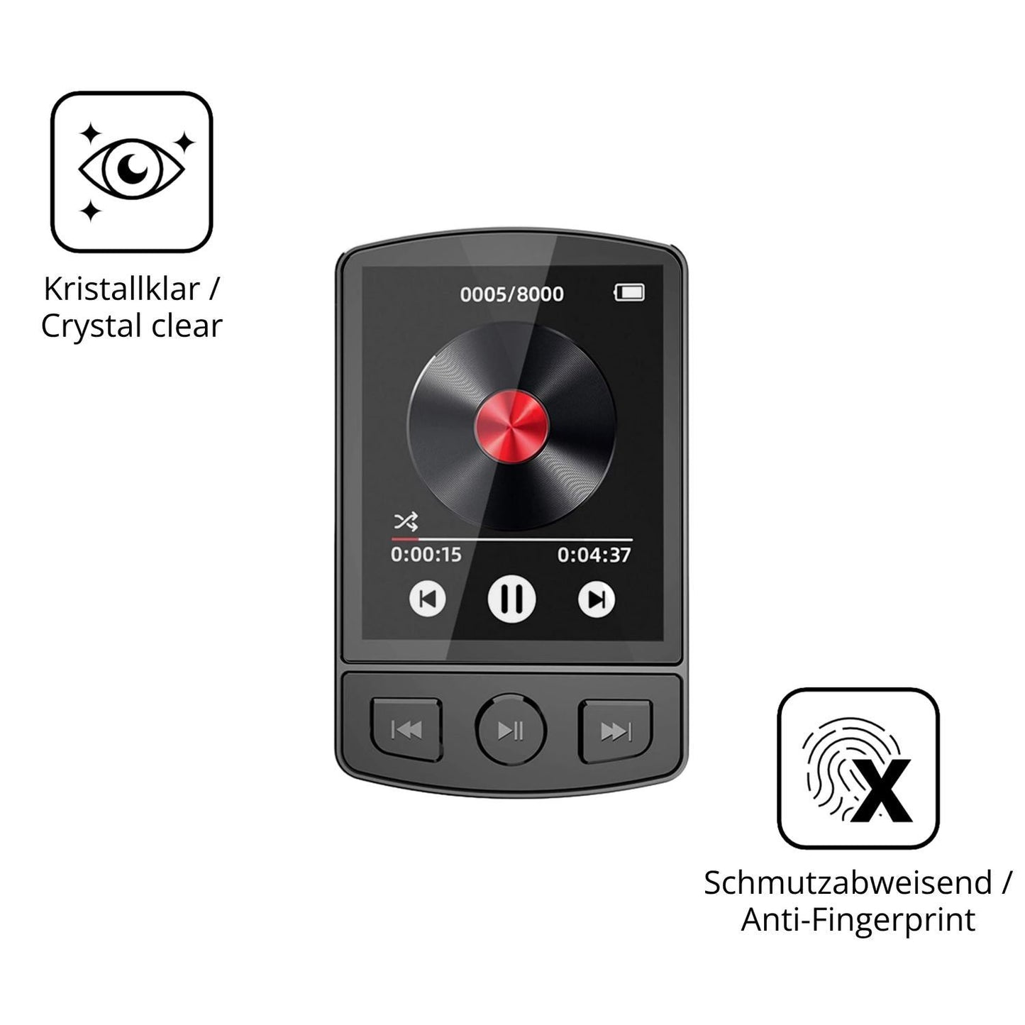 2x 9H Schutzfolie für PORFOYO LB-ZZY MP3-Player Pa (5)