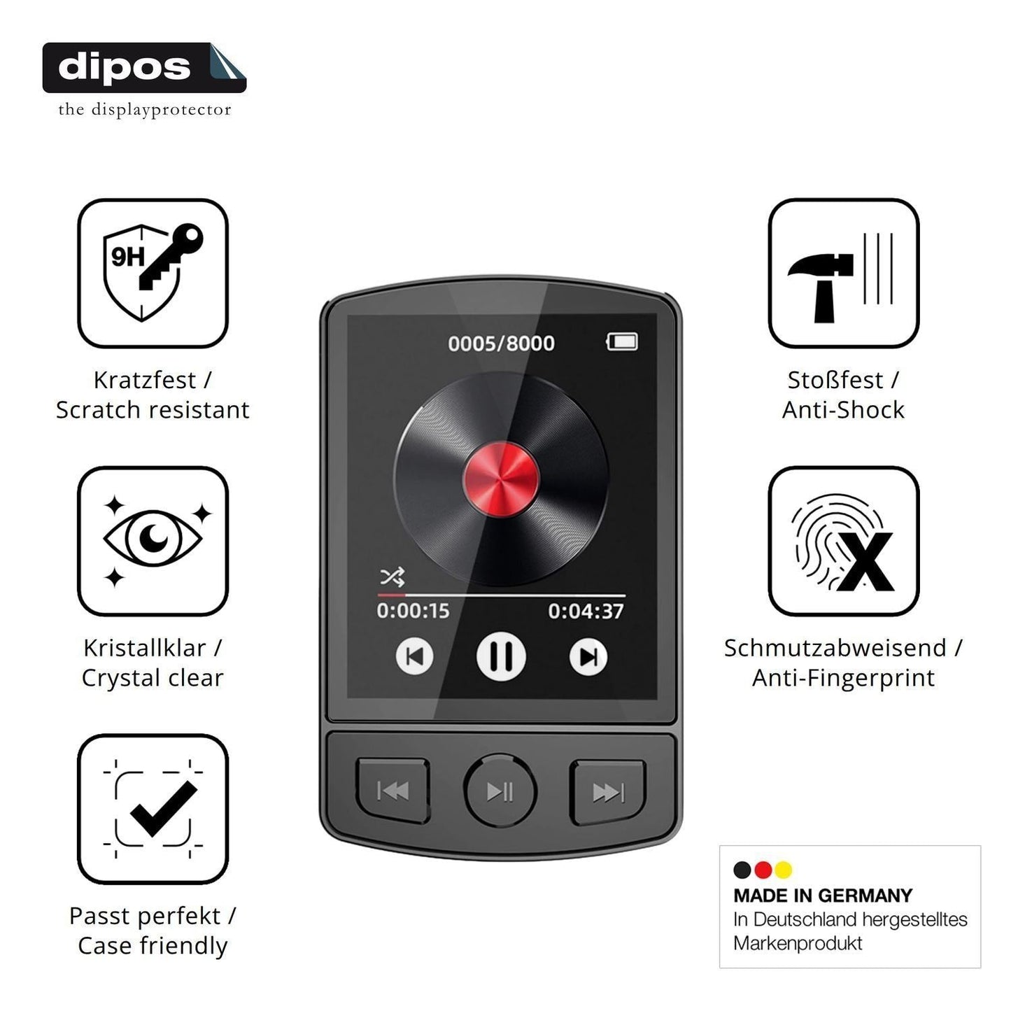 2x 9H Schutzfolie für PORFOYO LB-ZZY MP3-Player Pa (7)
