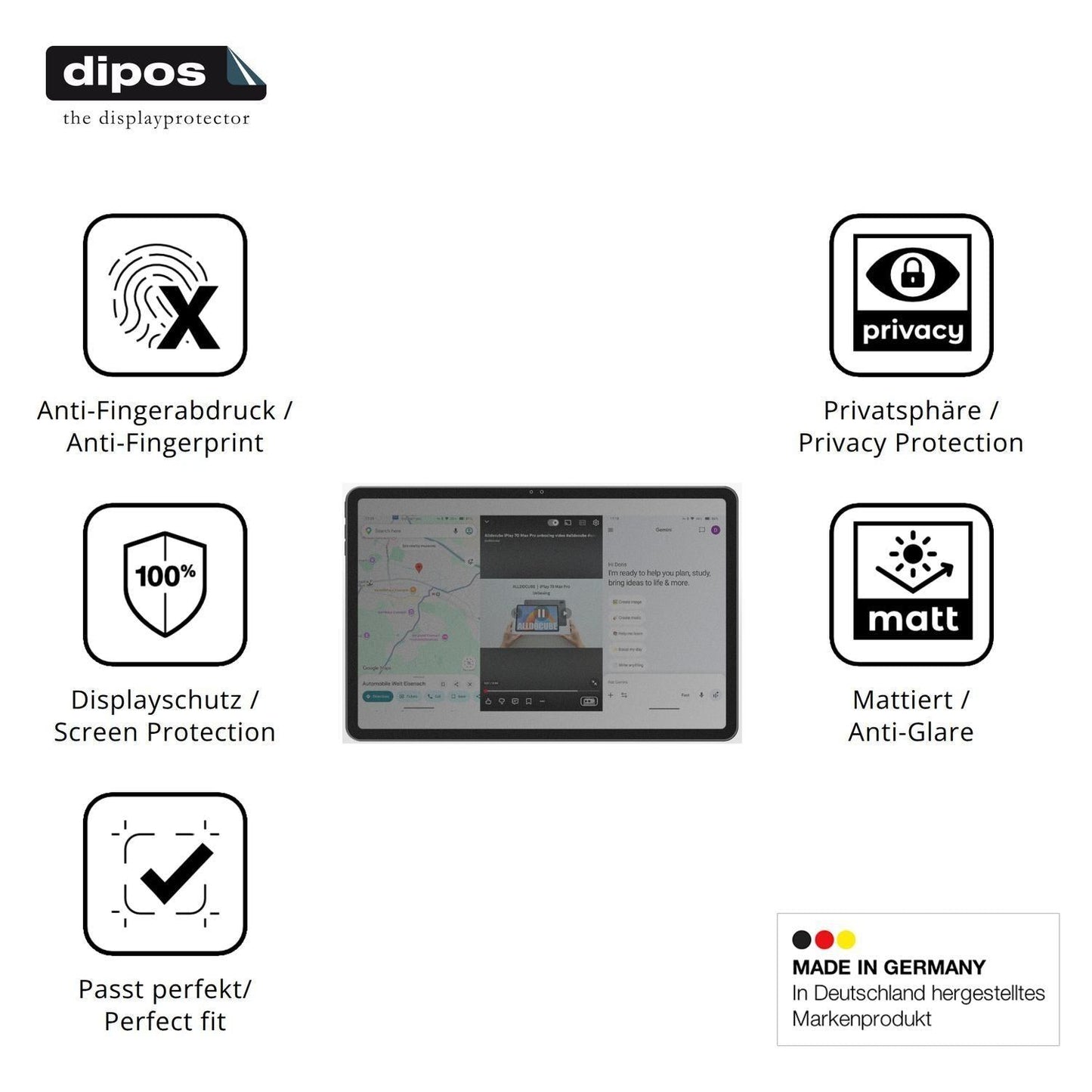 Blickschutzfolie für ALLDOCUBE iPlay 70 Max Pro ma (5)