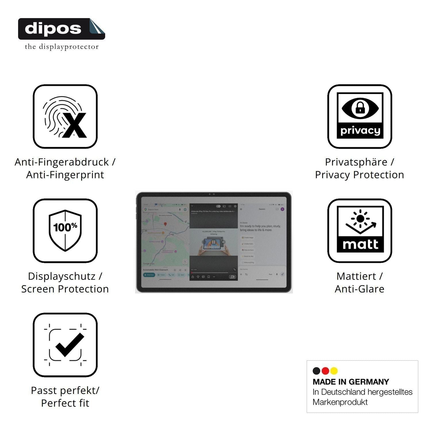 Blickschutzfolie für ALLDOCUBE iPlay 70 Max Pro ma (5)