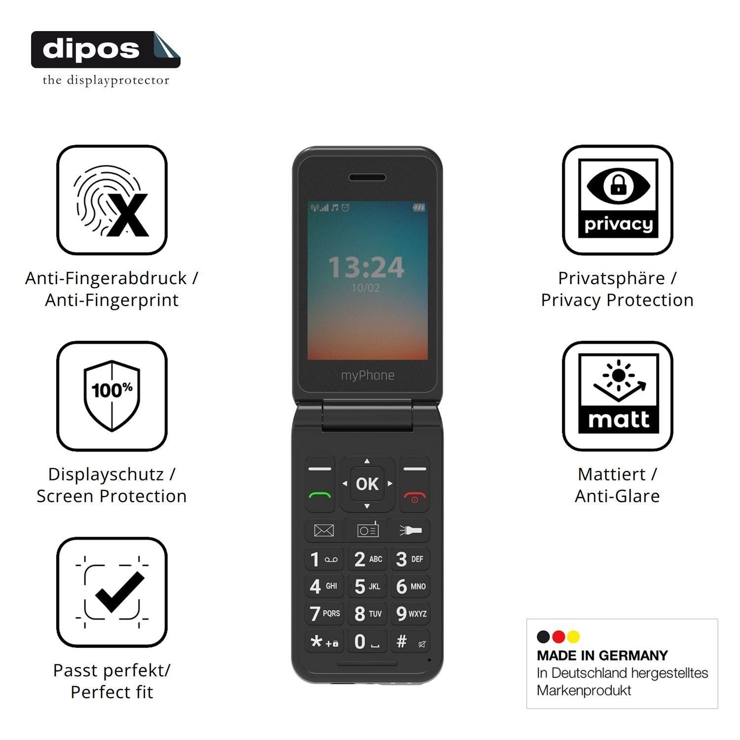 Blickschutzfolie für MP myPhone Flip LTE matt Schu (5)