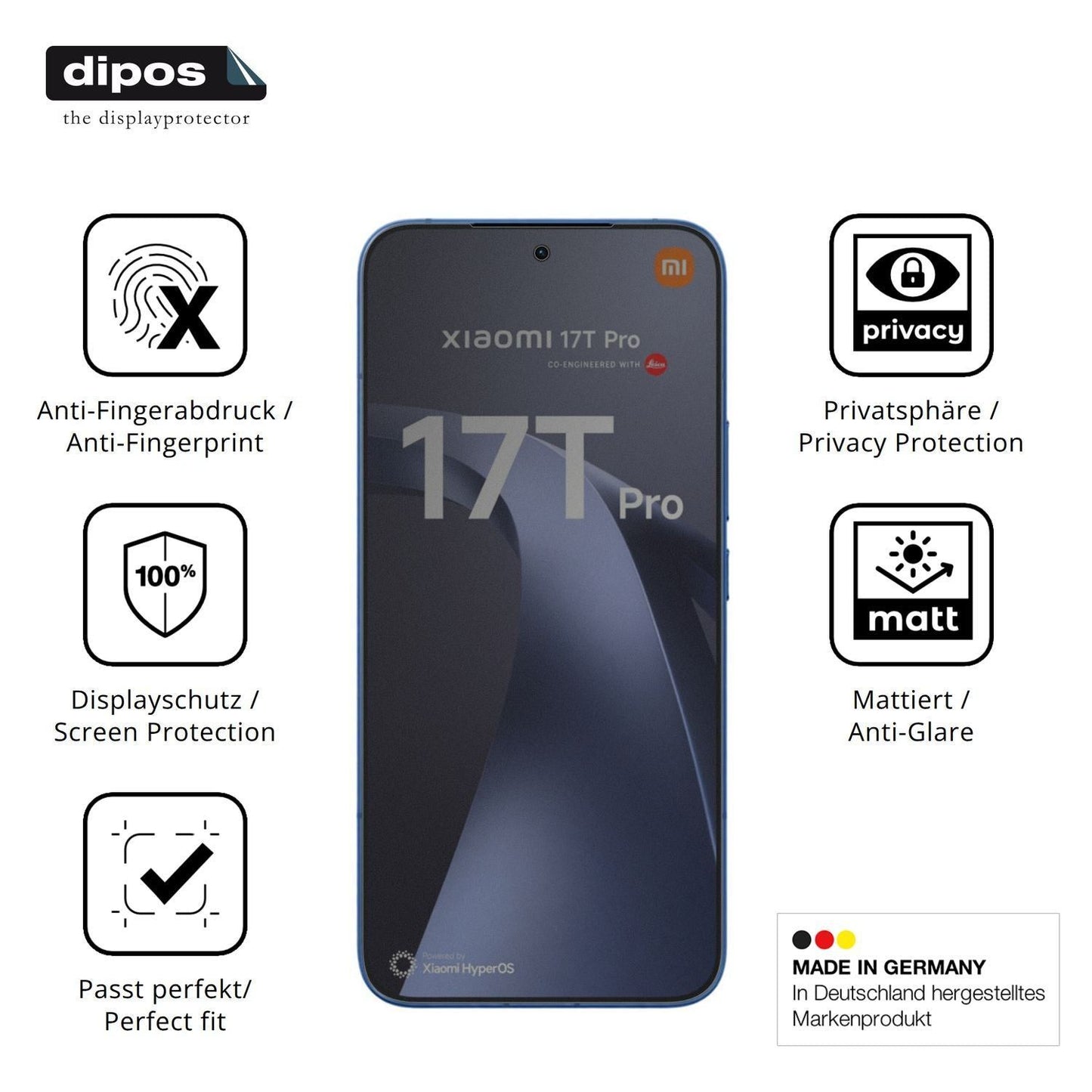 Blickschutzfolie für Xiaomi 17T Pro matt Schutzfol (5)