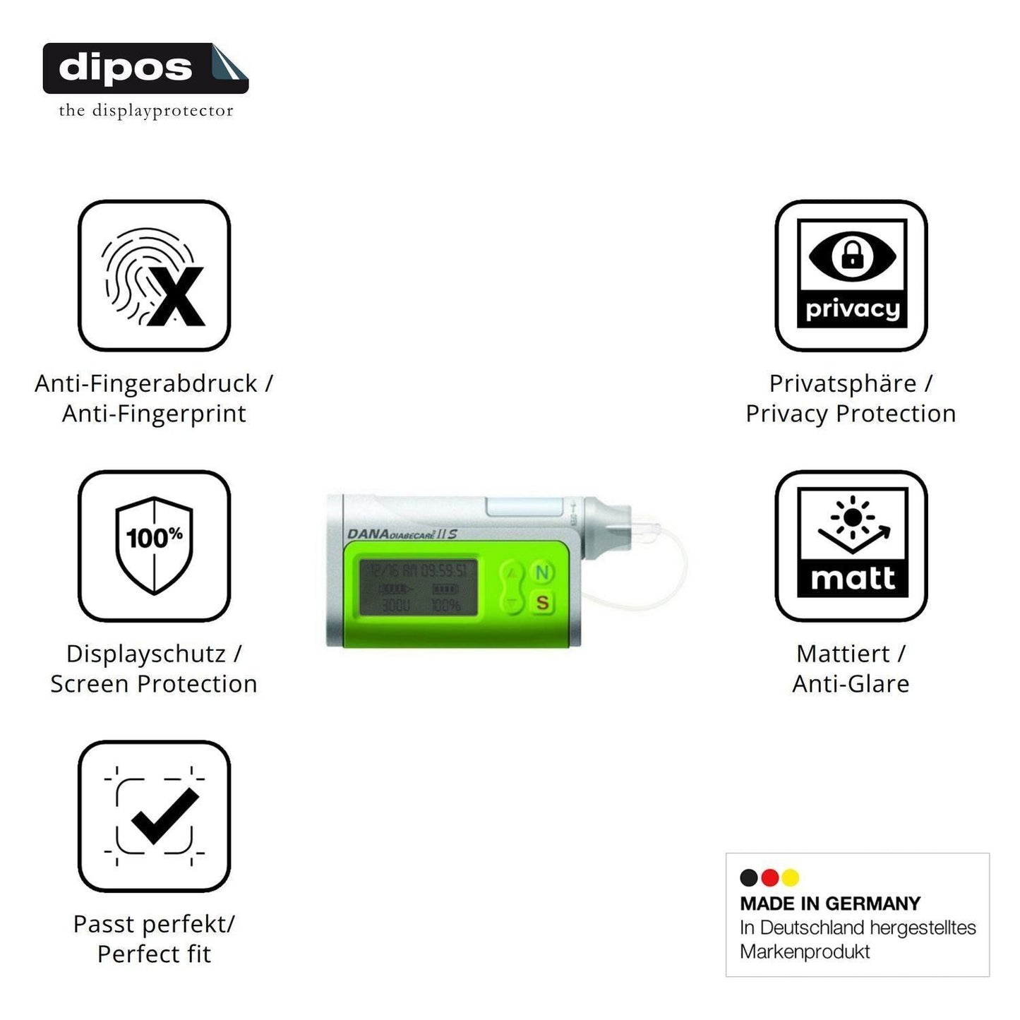 Blickschutzfolie für Dana Diabecare IIS matt Schut (5)
