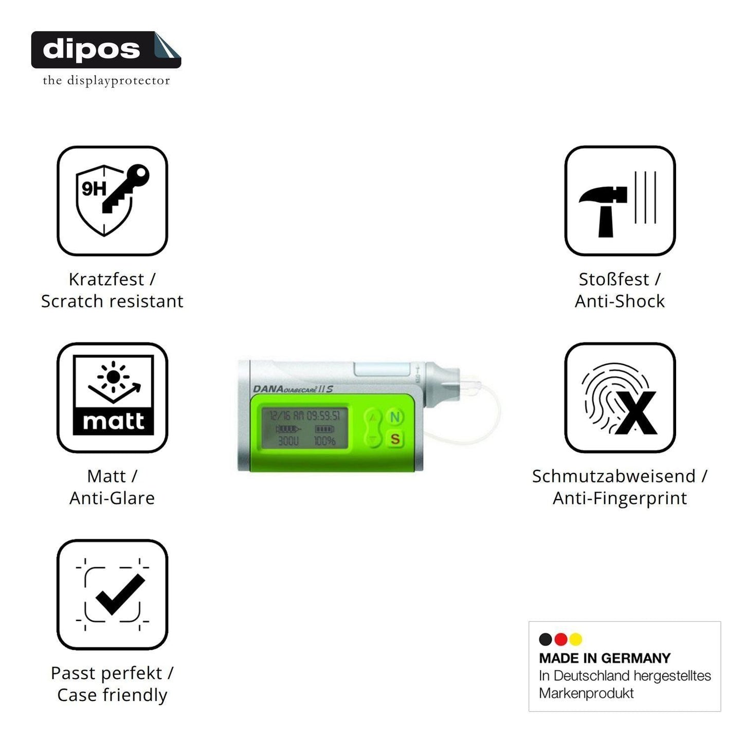 2x 9H Schutzfolie matt für Dana Diabecare IIS Panz (7)