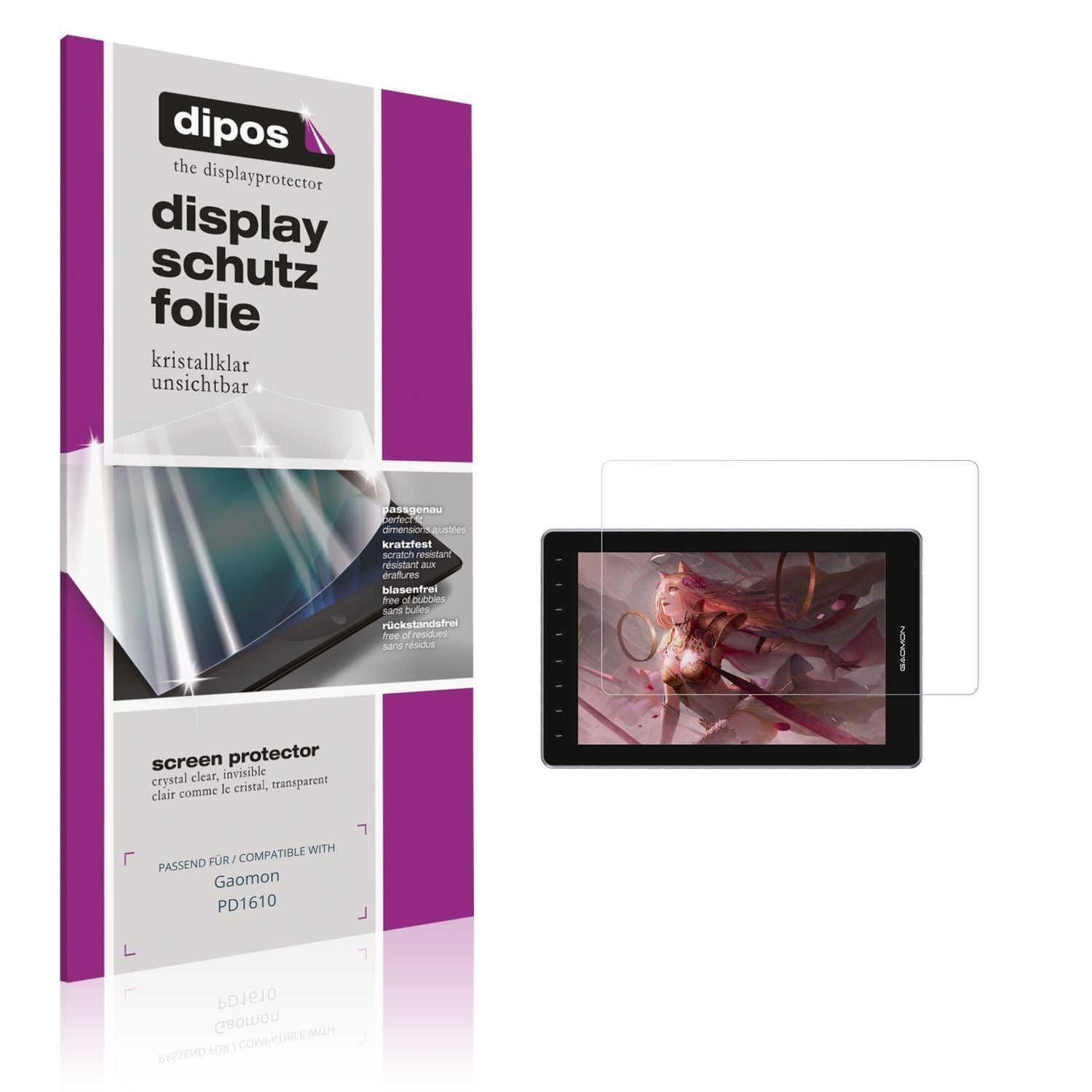 2x Schutzfolie klar für Gaomon PD1610 Display-Schu (1)