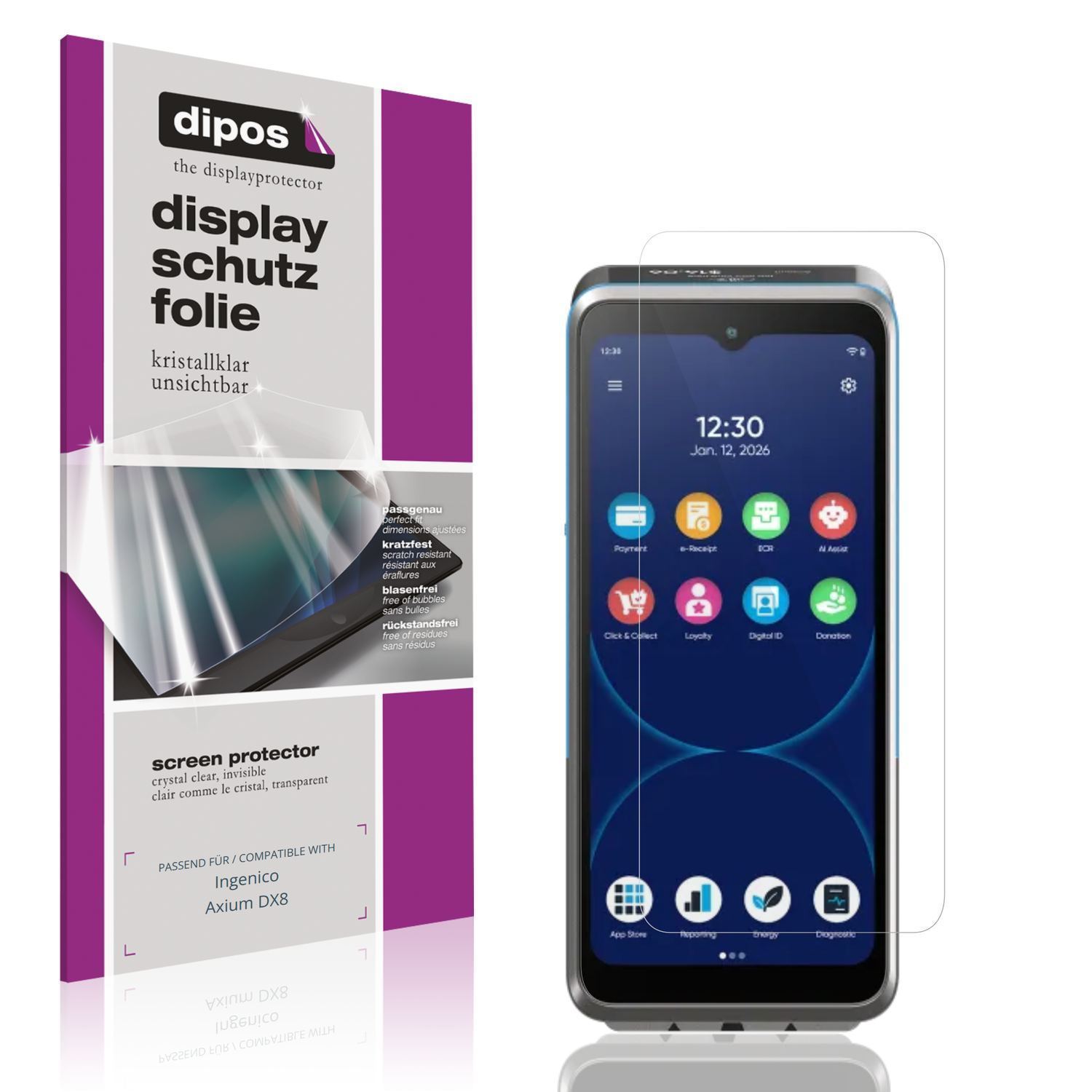 4x Schutzfolie klar für Ingenico Axium DX8 Display (1)