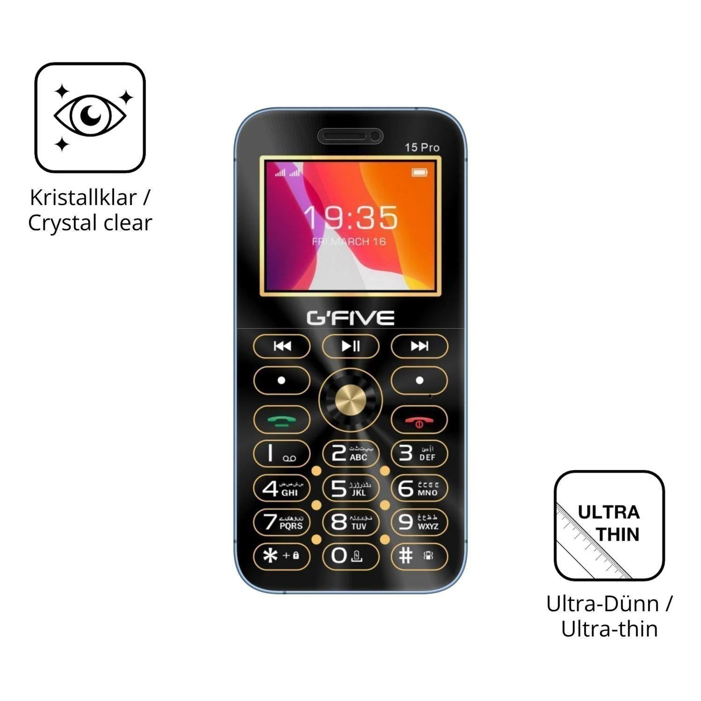 4x Schutzfolie klar für GFive 15 Pro Display-Schut (5)