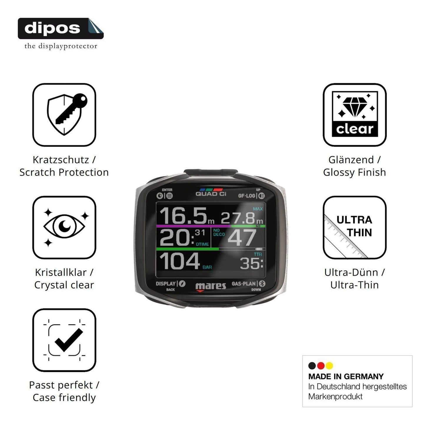 6x Schutzfolie klar für Mares Quad CI Display-Schu (7)