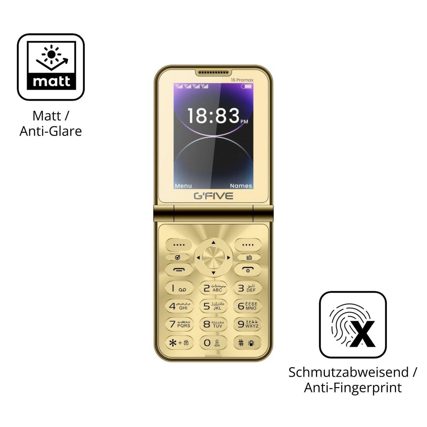 4x Schutzfolie matt für GFive 16 Pro Max Display-S (5)