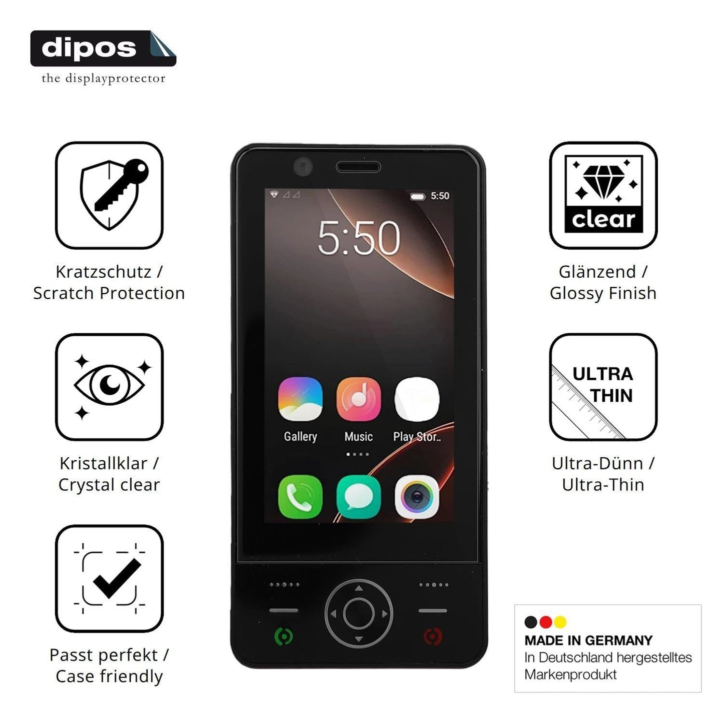 4x Schutzfolie klar für Plyisty 4G Slide Phone Dis (7)