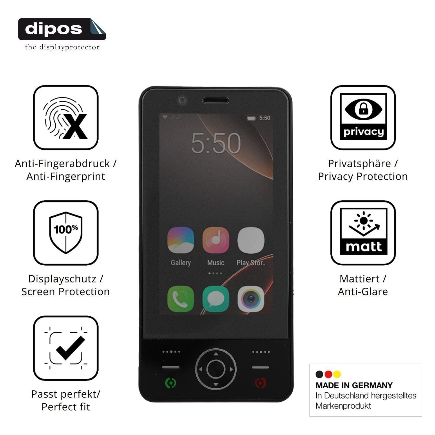 Blickschutzfolie für Plyisty 4G Slide Phone matt S (5)