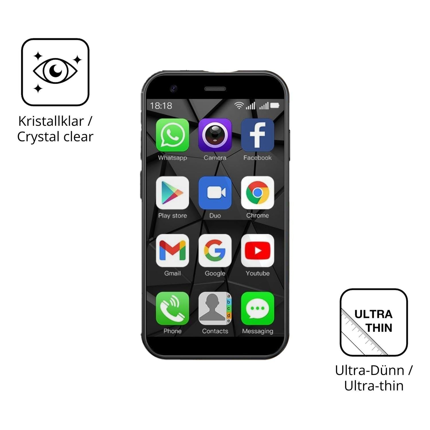 4x Schutzfolie klar für viqee XS15 Mini-Smartphone (5)