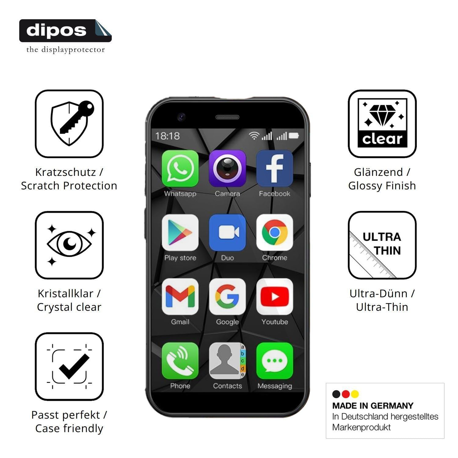 4x Schutzfolie klar für viqee XS15 Mini-Smartphone (7)