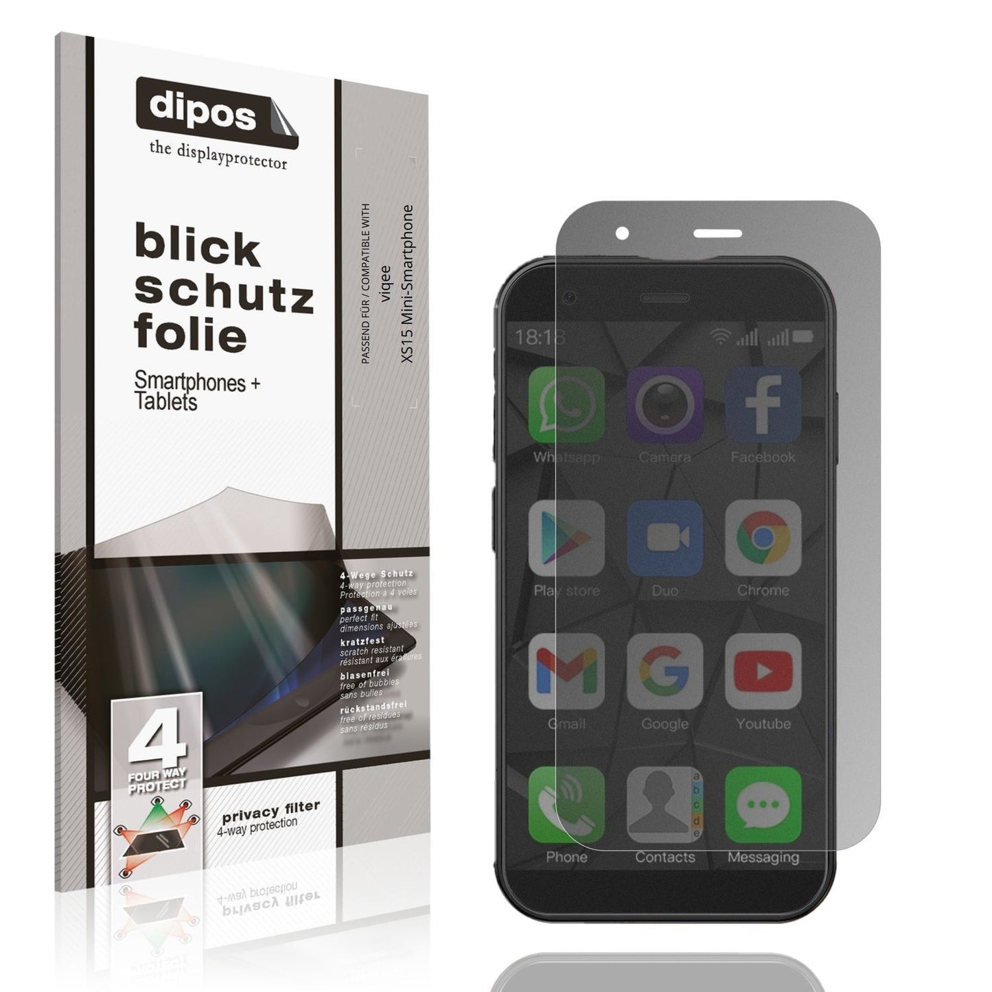 Blickschutzfolie für viqee XS15 Mini-Smartphone ma (1)