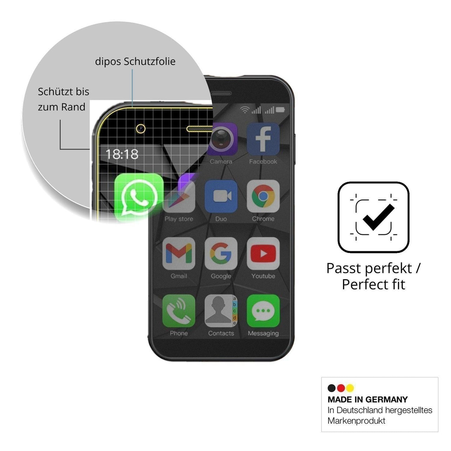 Blickschutzfolie für viqee XS15 Mini-Smartphone ma (4)