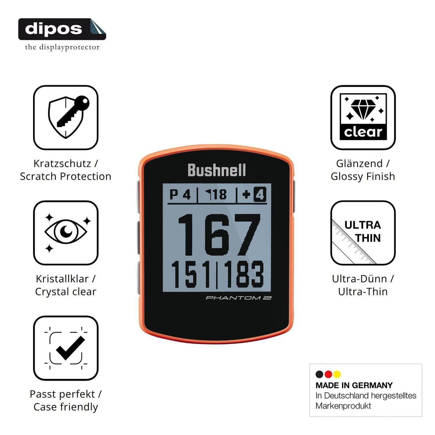 2x Schutzfolie klar für Bushnell Phantom 2 Display (7)
