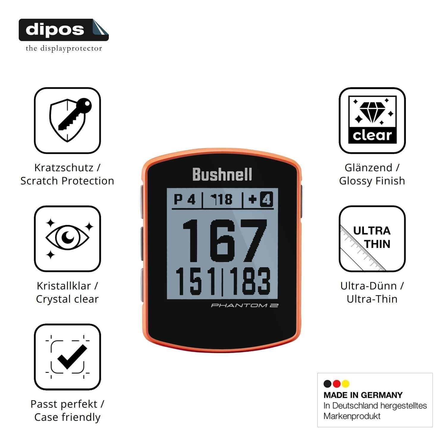2x Schutzfolie klar für Bushnell Phantom 2 Display (7)
