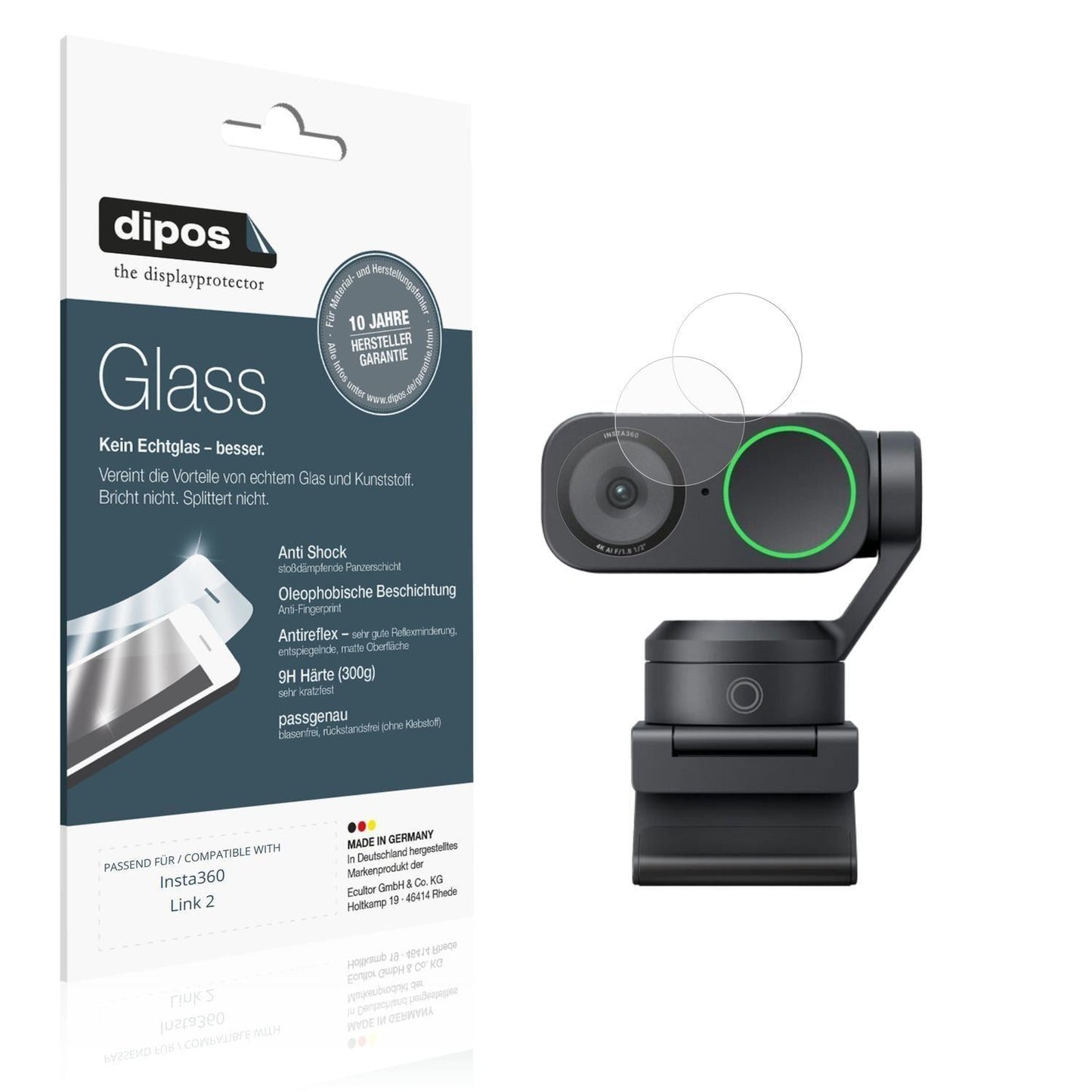 2x 9H Schutzfolie matt für Insta360 Link 2 Panzerf (1)