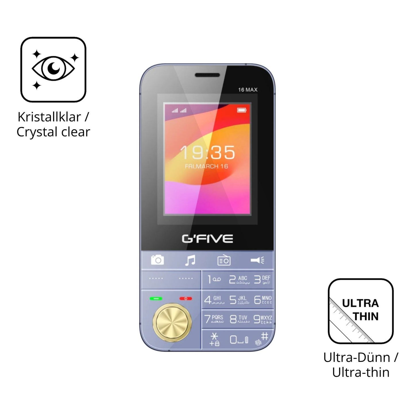 4x Schutzfolie klar für GFive 16 Max Display-Schut (5)