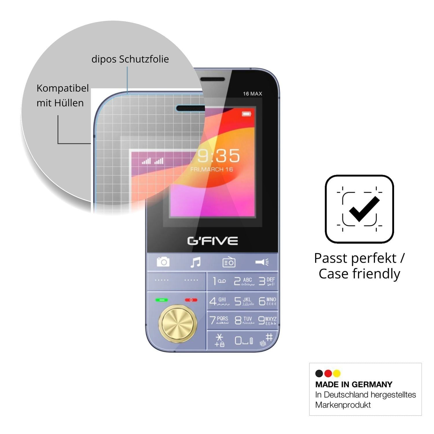 4x Schutzfolie klar für GFive 16 Max Display-Schut (6)