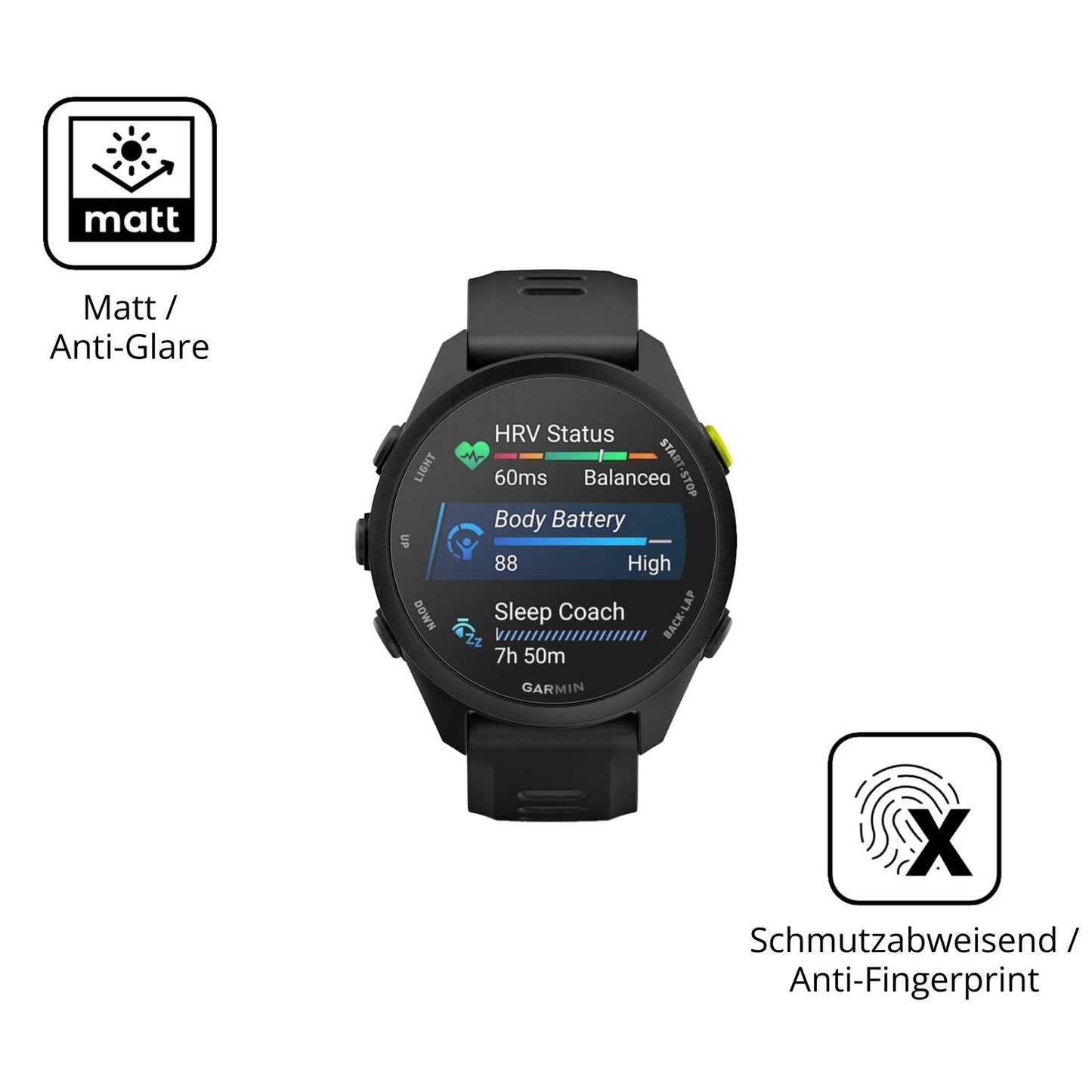 2x 9H Schutzfolie matt für Garmin Forerunner 70 Pa (5)