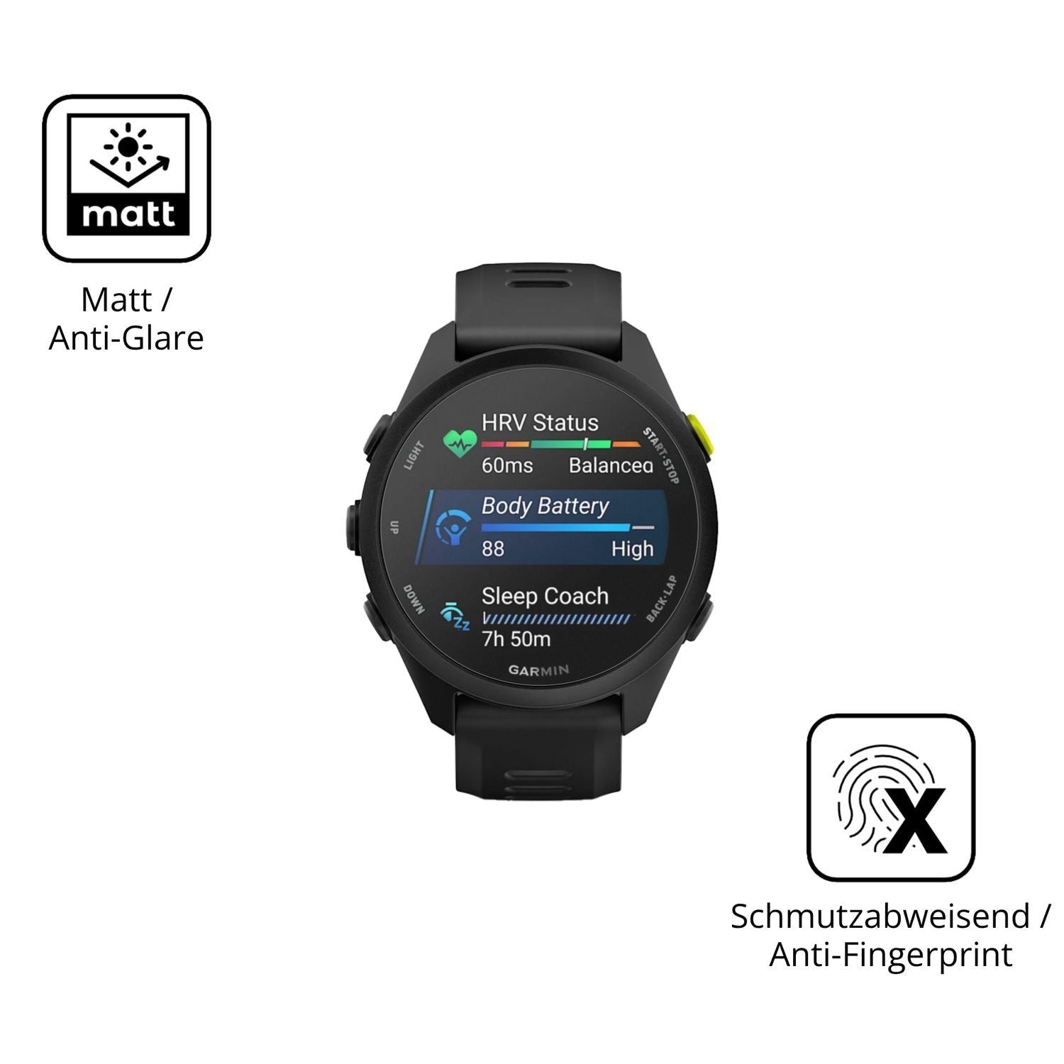2x 9H Schutzfolie matt für Garmin Forerunner 70 Pa (5)