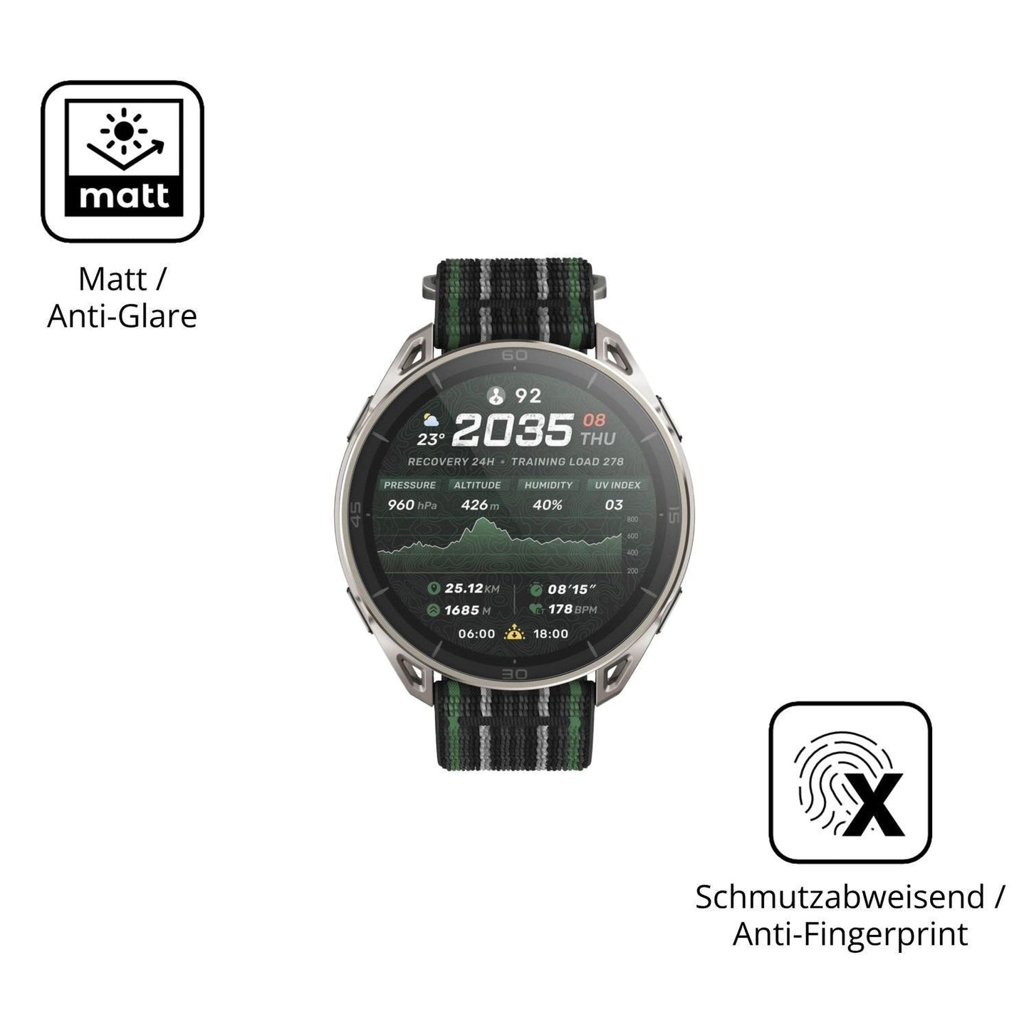 6x Schutzfolie matt für Amazfit Cheetah 2 Ultra Di (5)