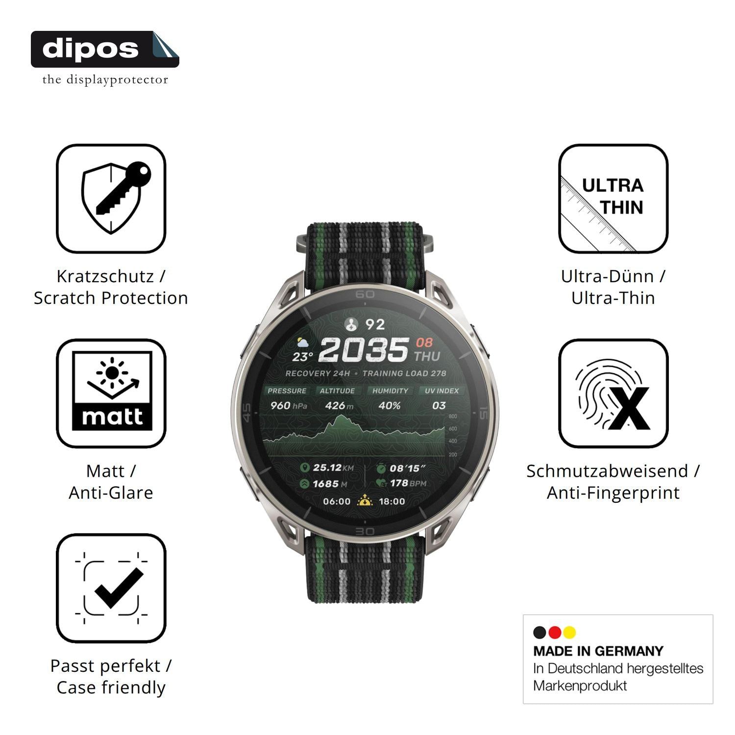 6x Schutzfolie matt für Amazfit Cheetah 2 Ultra Di (7)