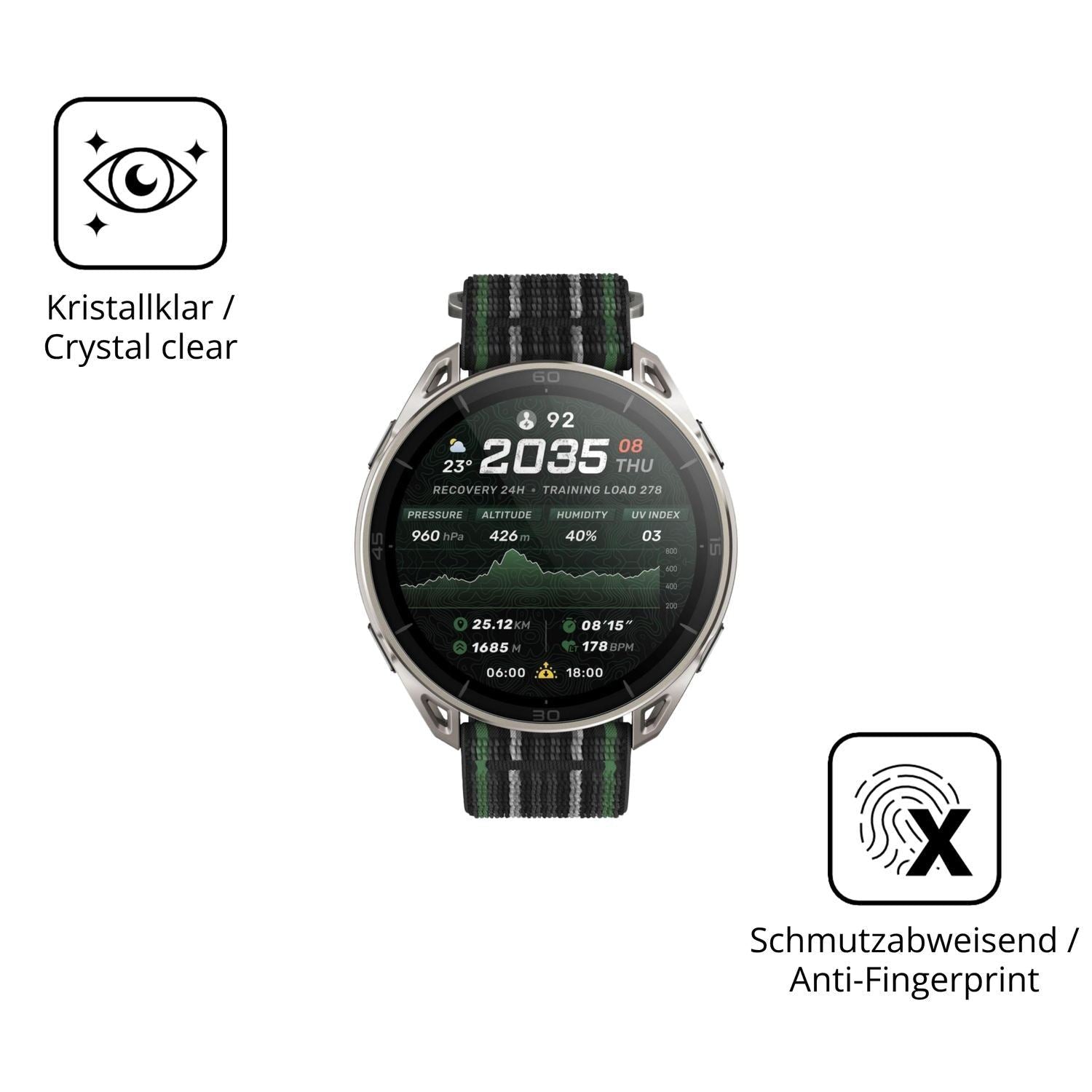 2x 9H Schutzfolie für Amazfit Cheetah 2 Ultra Panz (5)