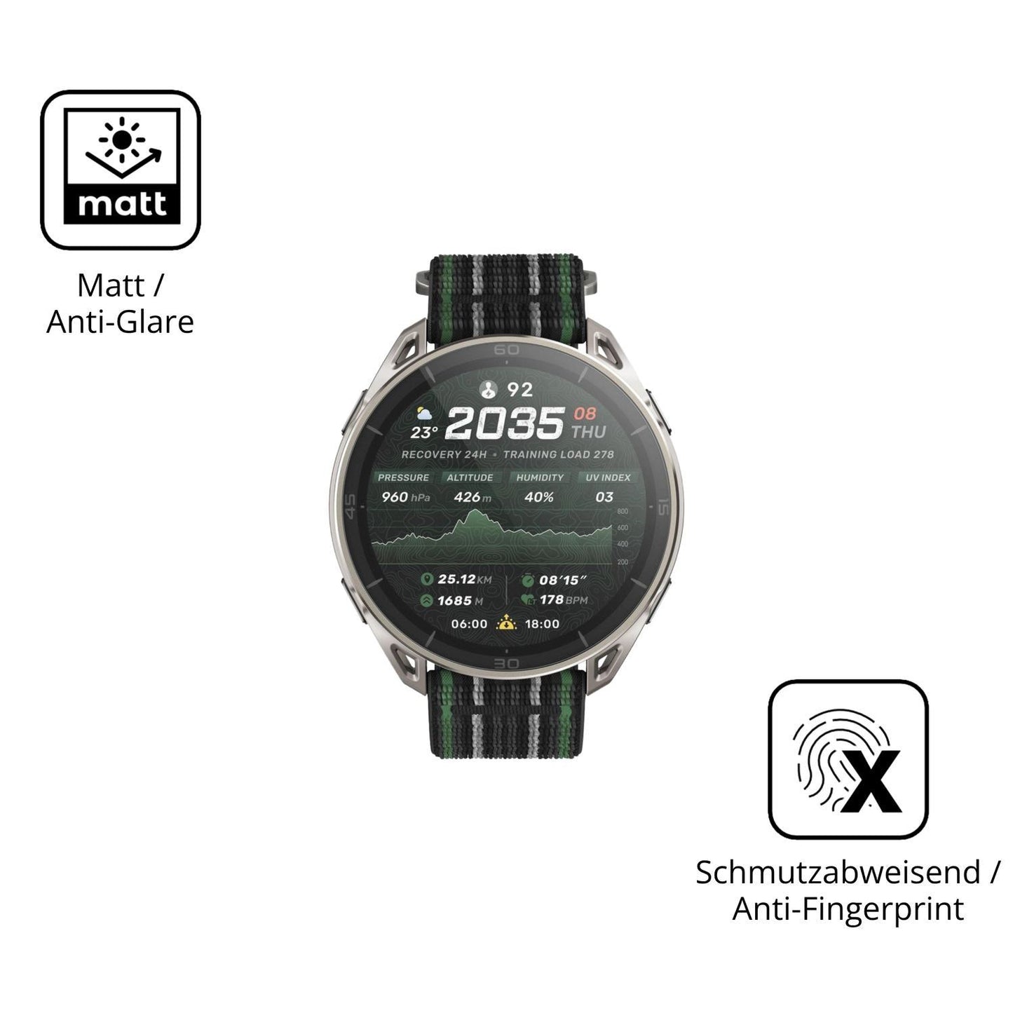 2x 9H Schutzfolie matt für Amazfit Cheetah 2 Ultra (5)