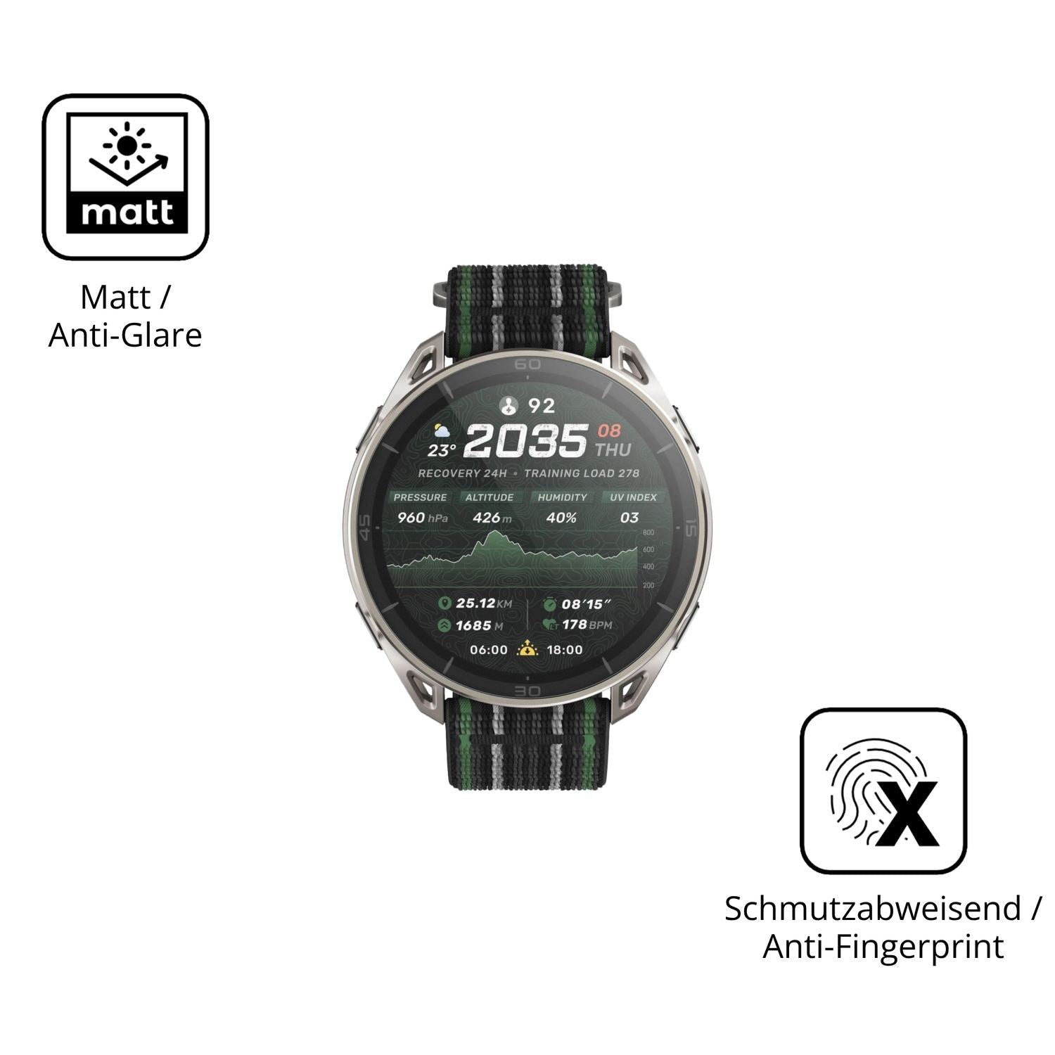 2x 9H Schutzfolie matt für Amazfit Cheetah 2 Ultra (5)